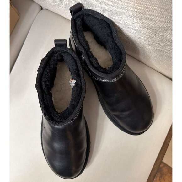 UGG Black Classic Ultra Mini Boots Regen Leather Winter Boots Men Size 8 - Picture 5 of 10